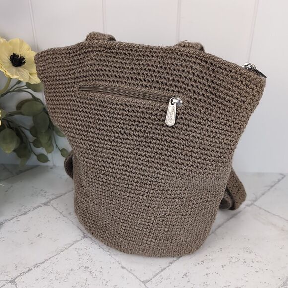 The Sak Handbags - The SAK Lumi Hand Crochet Boho Shoulder Bucket Handbag Purse Tote Taupe Brown